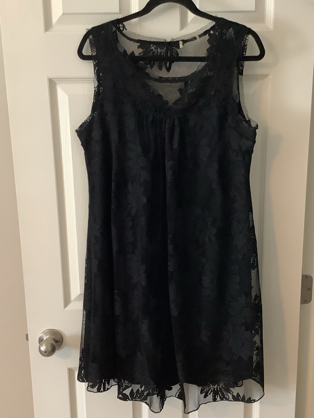 ONE WORLD Black Lace A-Line Midi Dress